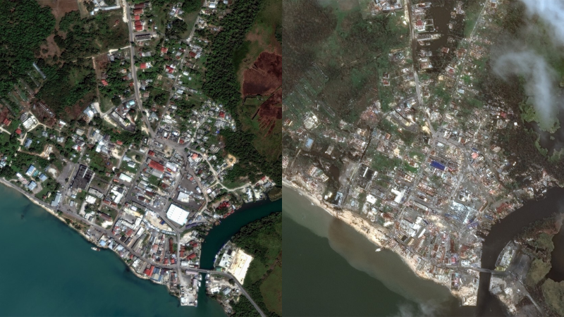 Zkáza v Karibiku OBRAZEM: Snímky z vesmíru zachycují stav před a po příchodu ničivého živlu